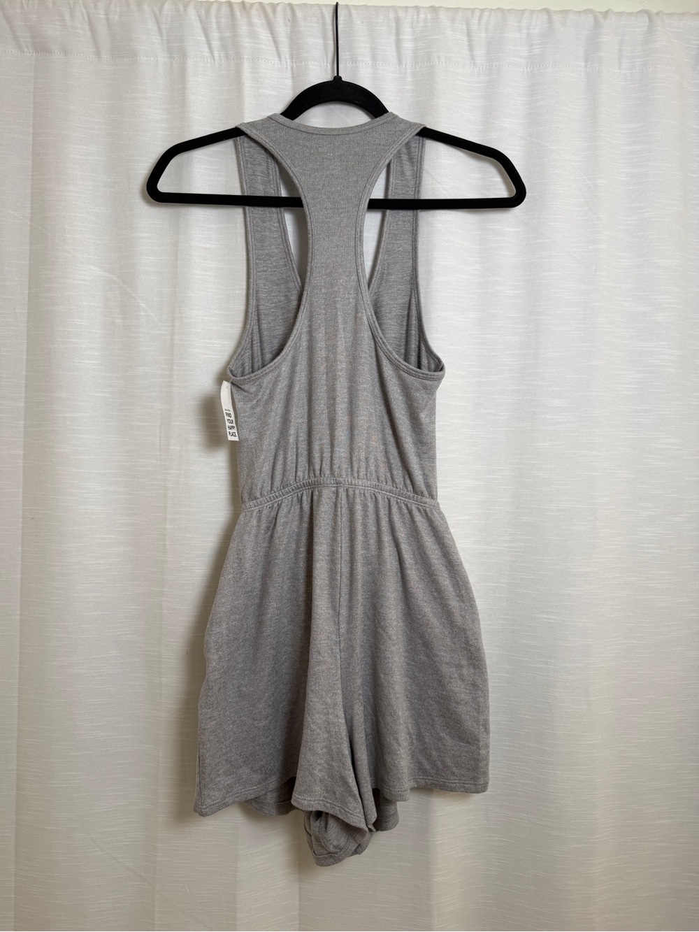 Gilly Hicks Gray Plunge Racerback Romper Ruched Drawstring | NWT Size S - Picture 10 of 16